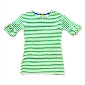 MATILDA JANE Green & White Stripe Ruffle Sugar Sugar Tunic - Women- Size Small